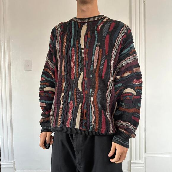 Vintage Italian Idea Uomo Coogi Style 3D Chunky Knit Sweater - Picture 2 of 7